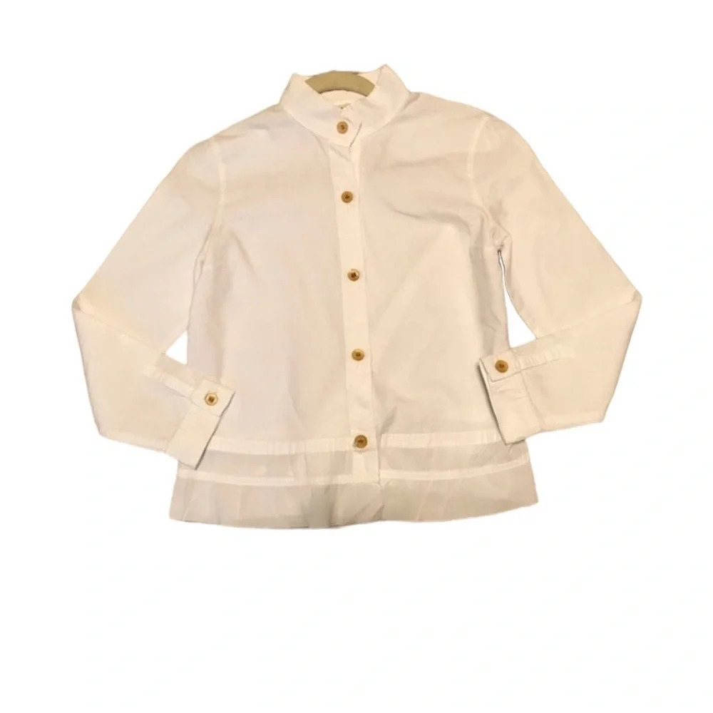 Macphee Button Up Ruffle Hem Blouse Sz 38